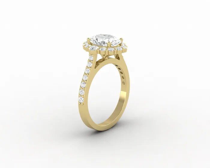 Rings Sapheena Jewelry Enya 1 25 Ct Oval Cut Halo Moissanite Engagement Ring with Side Stones