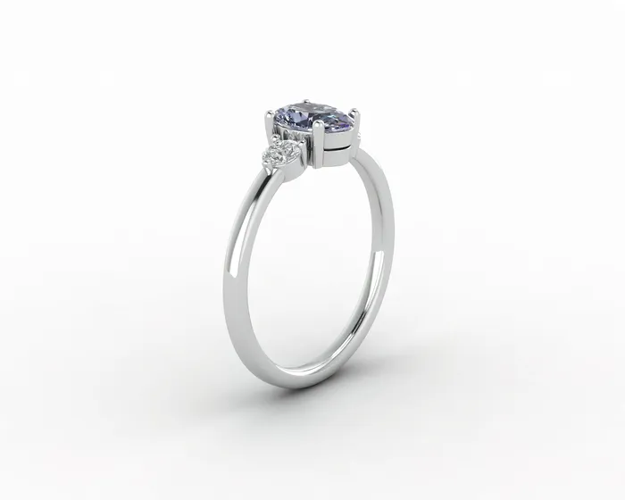 Rings Sapheena Jewelry Orion Three Stone 10 Ct Oval Cut Grey Moissanite Engagement Ring