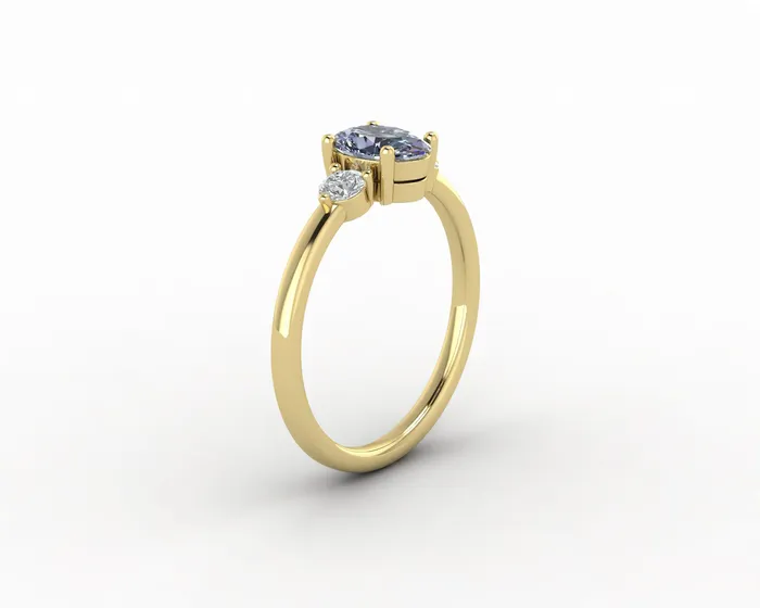 Rings Sapheena Jewelry Orion Three Stone 10 Ct Oval Cut Grey Moissanite Engagement Ring