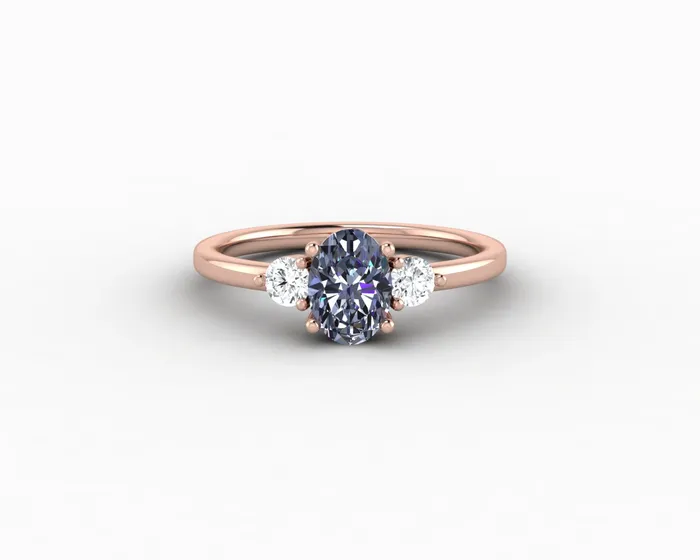 Rings Sapheena Jewelry Orion Three Stone 10 Ct Oval Cut Grey Moissanite Engagement Ring