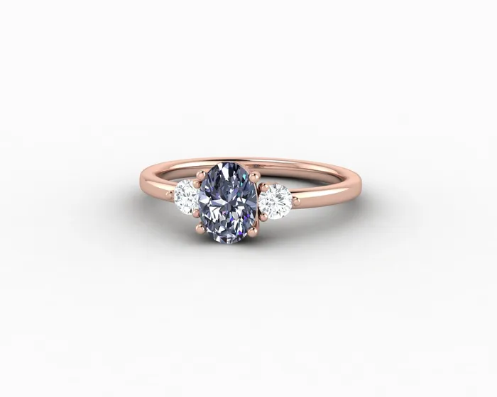 Rings Sapheena Jewelry Orion Three Stone 10 Ct Oval Cut Grey Moissanite Engagement Ring