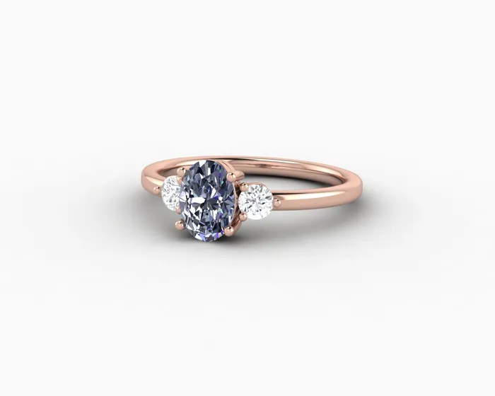 Rings Sapheena Jewelry Orion Three Stone 10 Ct Oval Cut Grey Moissanite Engagement Ring