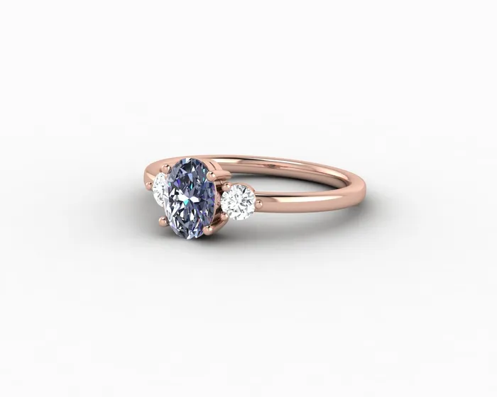 Rings Sapheena Jewelry Orion Three Stone 10 Ct Oval Cut Grey Moissanite Engagement Ring