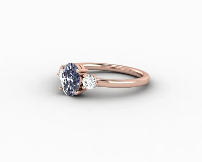 Rings Sapheena Jewelry Orion Three Stone 10 Ct Oval Cut Grey Moissanite Engagement Ring