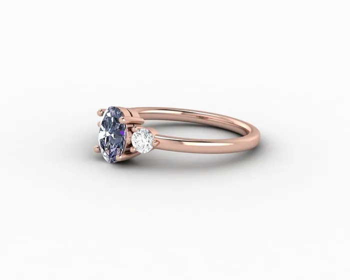 Rings Sapheena Jewelry Orion Three Stone 10 Ct Oval Cut Grey Moissanite Engagement Ring