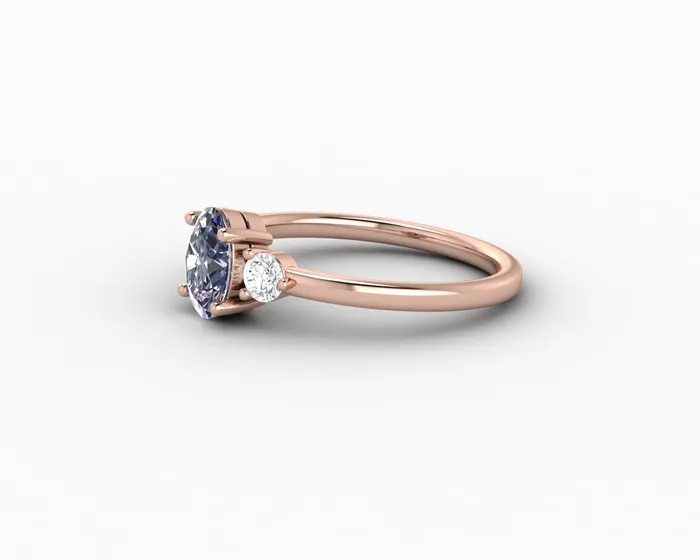 Rings Sapheena Jewelry Orion Three Stone 10 Ct Oval Cut Grey Moissanite Engagement Ring