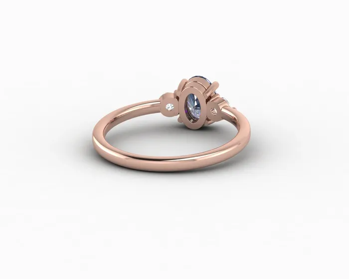 Rings Sapheena Jewelry Orion Three Stone 10 Ct Oval Cut Grey Moissanite Engagement Ring