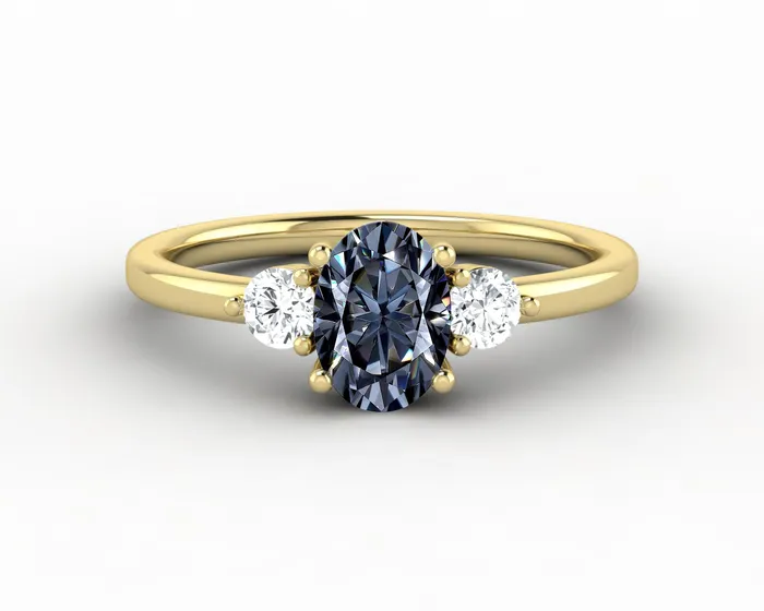 Rings Sapheena Jewelry Orion Three Stone 10 Ct Oval Cut Grey Moissanite Engagement Ring