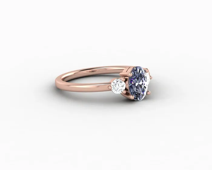 Rings Sapheena Jewelry Orion Three Stone 10 Ct Oval Cut Grey Moissanite Engagement Ring
