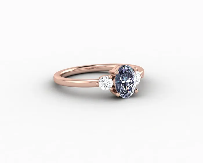 Rings Sapheena Jewelry Orion Three Stone 10 Ct Oval Cut Grey Moissanite Engagement Ring
