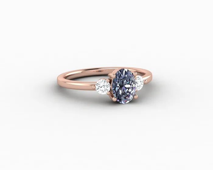 Rings Sapheena Jewelry Orion Three Stone 10 Ct Oval Cut Grey Moissanite Engagement Ring