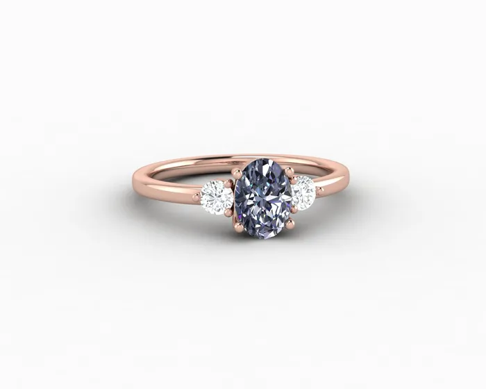 Rings Sapheena Jewelry Orion Three Stone 10 Ct Oval Cut Grey Moissanite Engagement Ring
