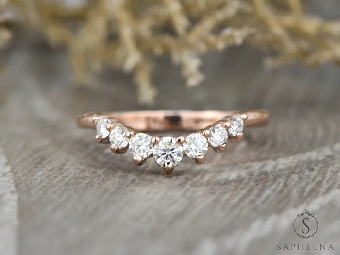 Rings Sapheena Jewelry Paige 12 Ct Seven Stone Curved Wedding Band
