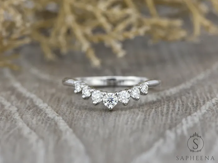 Rings Sapheena Jewelry Paige 12 Ct Seven Stone Curved Wedding Band