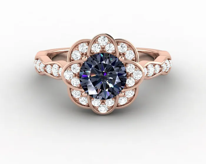 Rings Sapheena Jewelry Vivienne 125 Ct Round Cut Grey Moissanite Engagement Ring