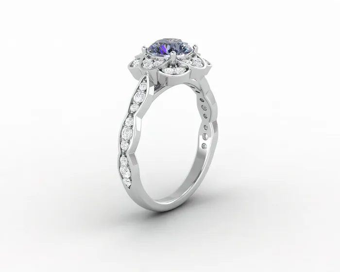 Rings Sapheena Jewelry Vivienne 125 Ct Round Cut Grey Moissanite Engagement Ring