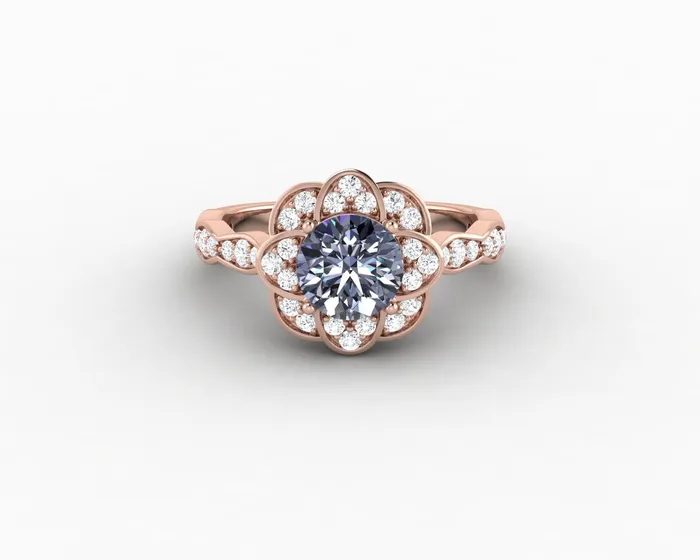 Rings Sapheena Jewelry Vivienne 125 Ct Round Cut Grey Moissanite Engagement Ring