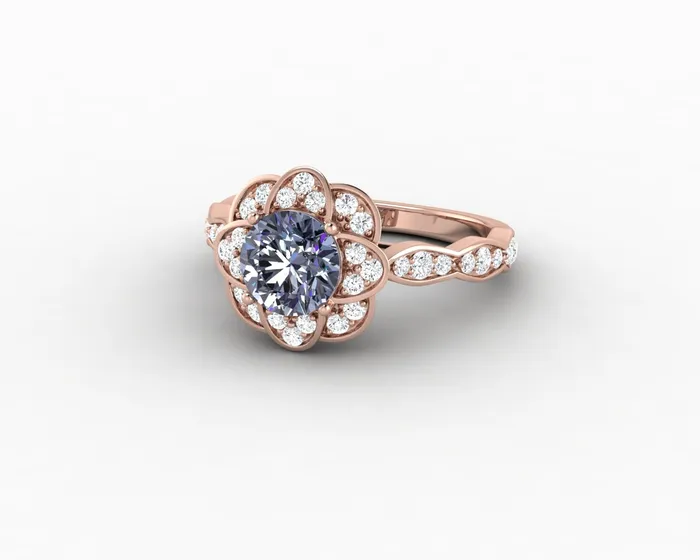 Rings Sapheena Jewelry Vivienne 125 Ct Round Cut Grey Moissanite Engagement Ring