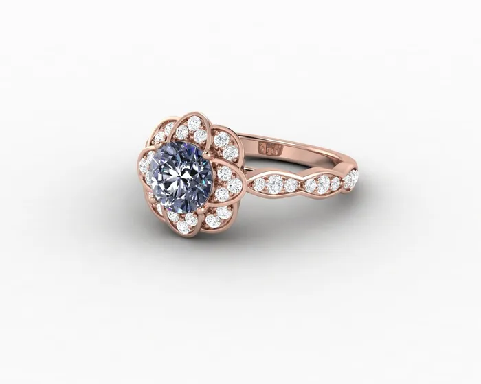 Rings Sapheena Jewelry Vivienne 125 Ct Round Cut Grey Moissanite Engagement Ring