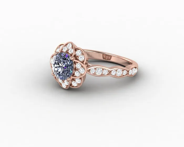 Rings Sapheena Jewelry Vivienne 125 Ct Round Cut Grey Moissanite Engagement Ring