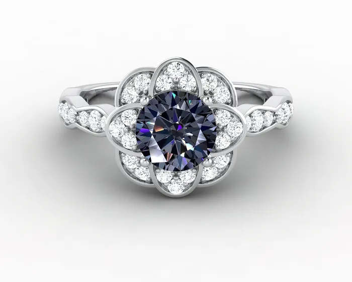 Rings Sapheena Jewelry Vivienne 125 Ct Round Cut Grey Moissanite Engagement Ring