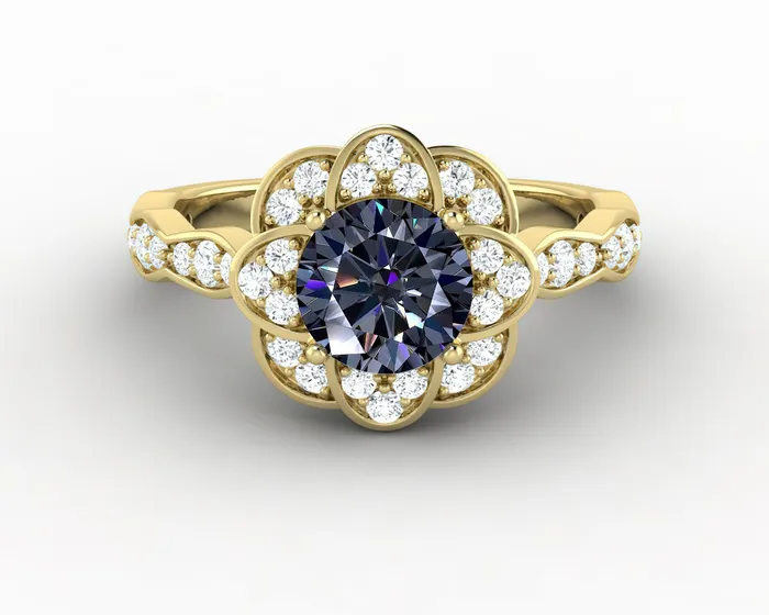 Rings Sapheena Jewelry Vivienne 125 Ct Round Cut Grey Moissanite Engagement Ring