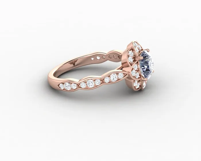 Rings Sapheena Jewelry Vivienne 125 Ct Round Cut Grey Moissanite Engagement Ring