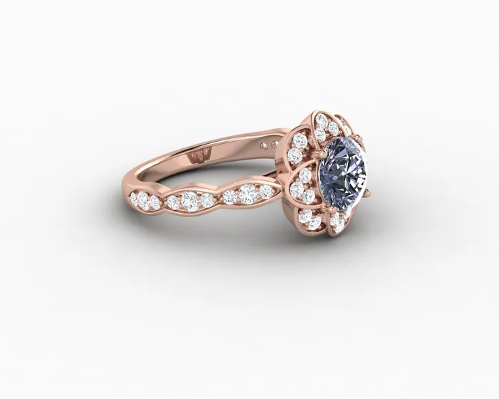 Rings Sapheena Jewelry Vivienne 125 Ct Round Cut Grey Moissanite Engagement Ring