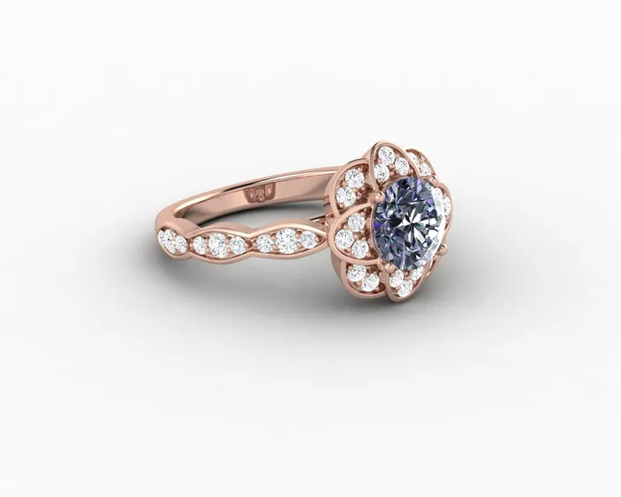 Rings Sapheena Jewelry Vivienne 125 Ct Round Cut Grey Moissanite Engagement Ring