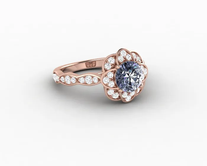 Rings Sapheena Jewelry Vivienne 125 Ct Round Cut Grey Moissanite Engagement Ring