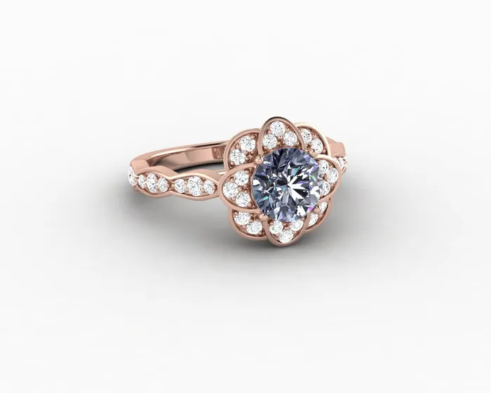 Rings Sapheena Jewelry Vivienne 125 Ct Round Cut Grey Moissanite Engagement Ring