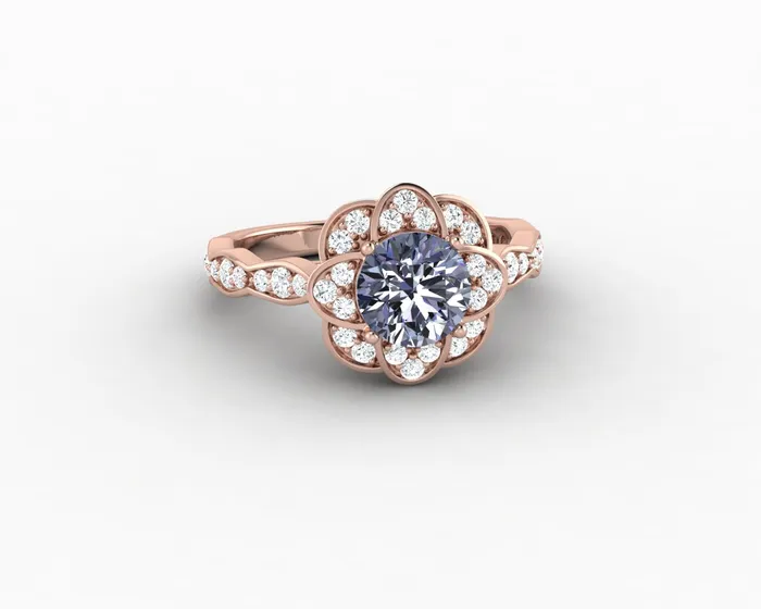 Rings Sapheena Jewelry Vivienne 125 Ct Round Cut Grey Moissanite Engagement Ring