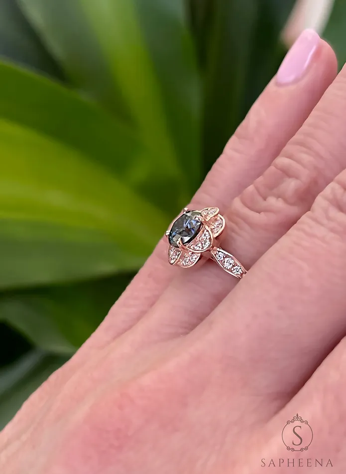 Rings Sapheena Jewelry Vivienne 125 Ct Round Cut Grey Moissanite Engagement Ring