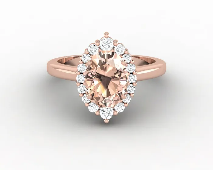 Sapheena Jewelry Rings Capella 125 Ct Oval Cut Halo Natural Morganite Engagement Ring