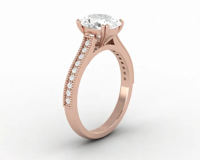 Sapheena Jewelry Rings Thea 15 Ct Solitaire Oval Cut Engagement Ring With Side Stones