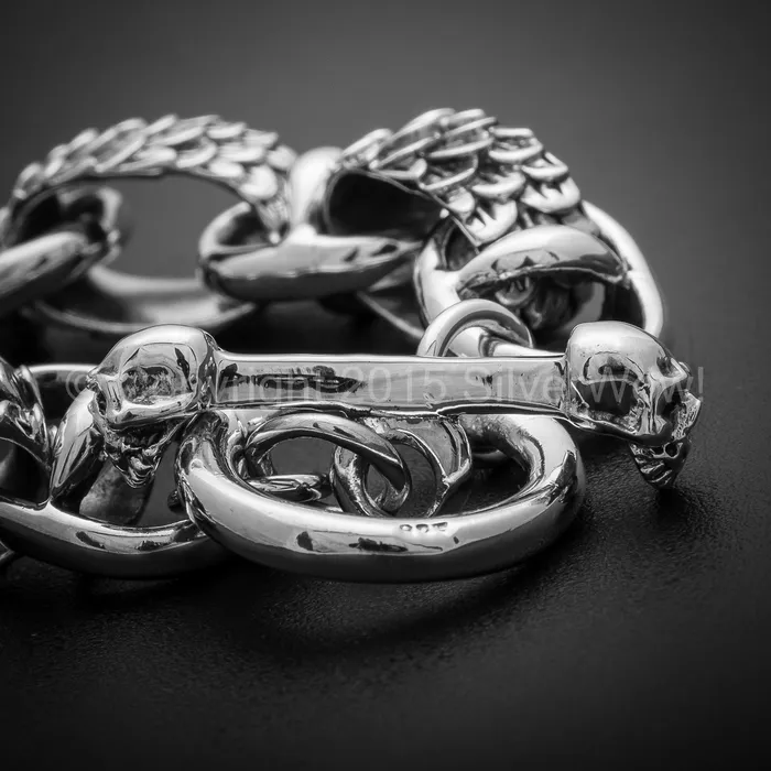Snake Bracelet with Skulls Toggle Clasp silverwow Bracelets