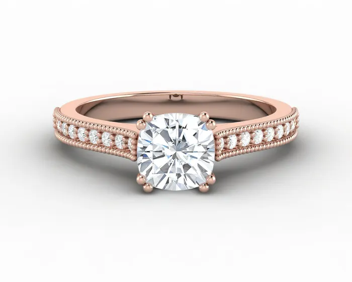 Thea 10 Ct Solitaire Cushion Cut Engagement Ring With Side Stones Sapheena Jewelry Rings